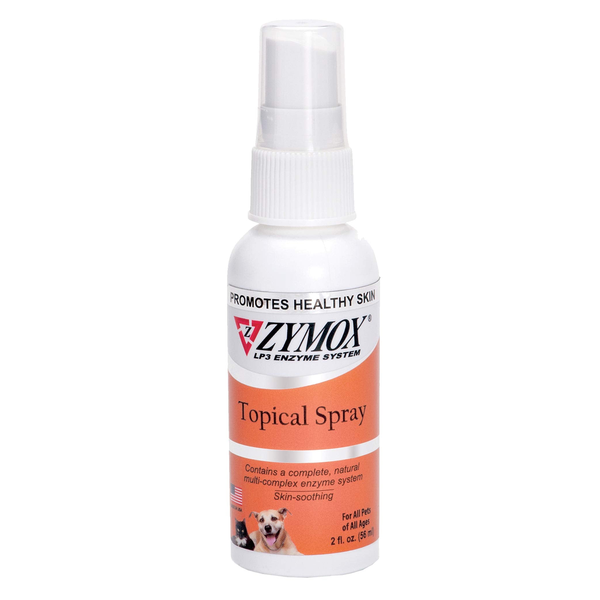 Zymox Topique Spray, bouteille, soulage les irritations cutanées chez chiens et chats.