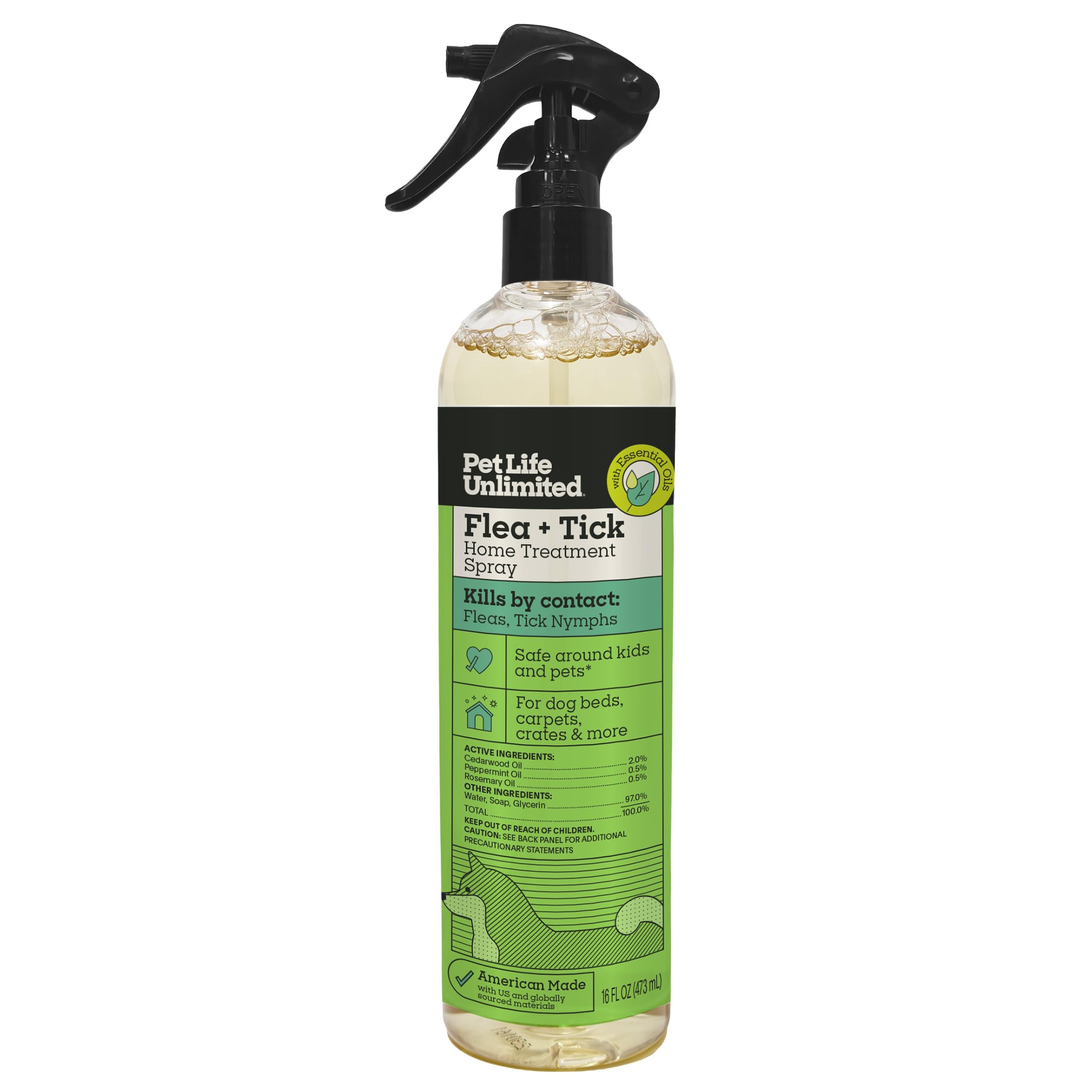 Pet Life Unlimited: bouteille d’aérosol anti-puces et tiques pour intérieur.