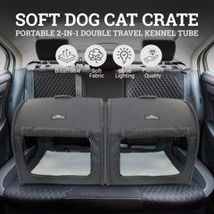 Pet Limousine cage douce roulante avec fenetres pour ventilation.