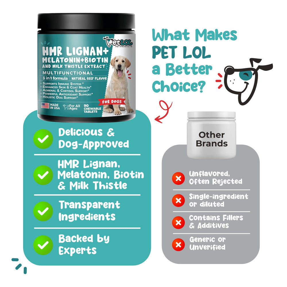 Pelage sain PET LOL: biotine favorise peau et fourrure brillante.