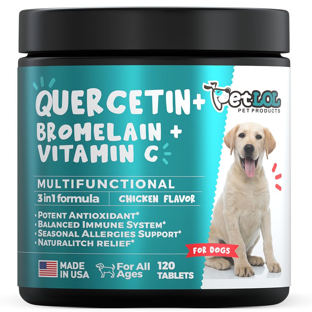 PET LOL Quercétine pour chien, comprimés à mâcher, soutien allergies et immunité.