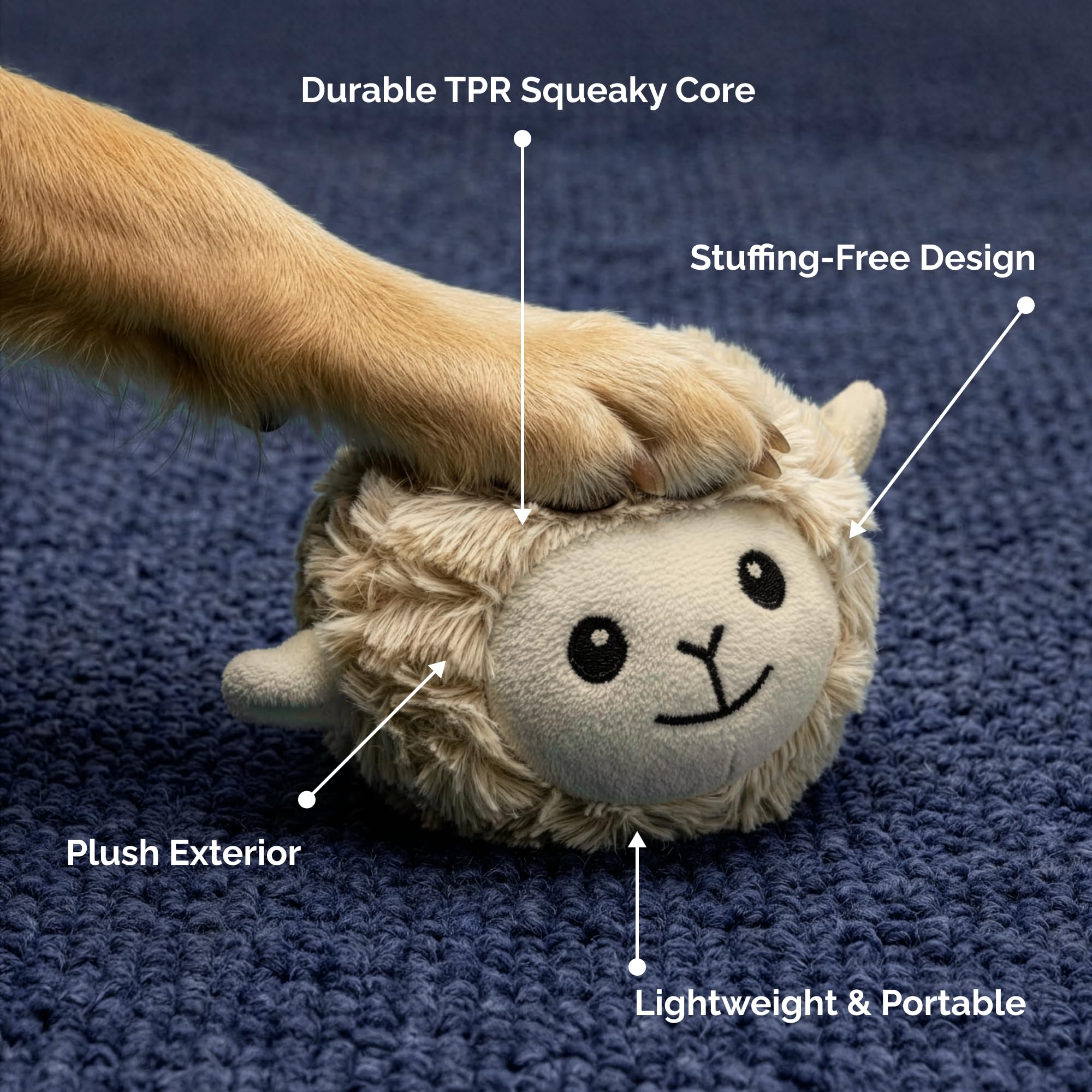 Pet Lou Balle TPR siffante, durabilité pour jeux de lancer.