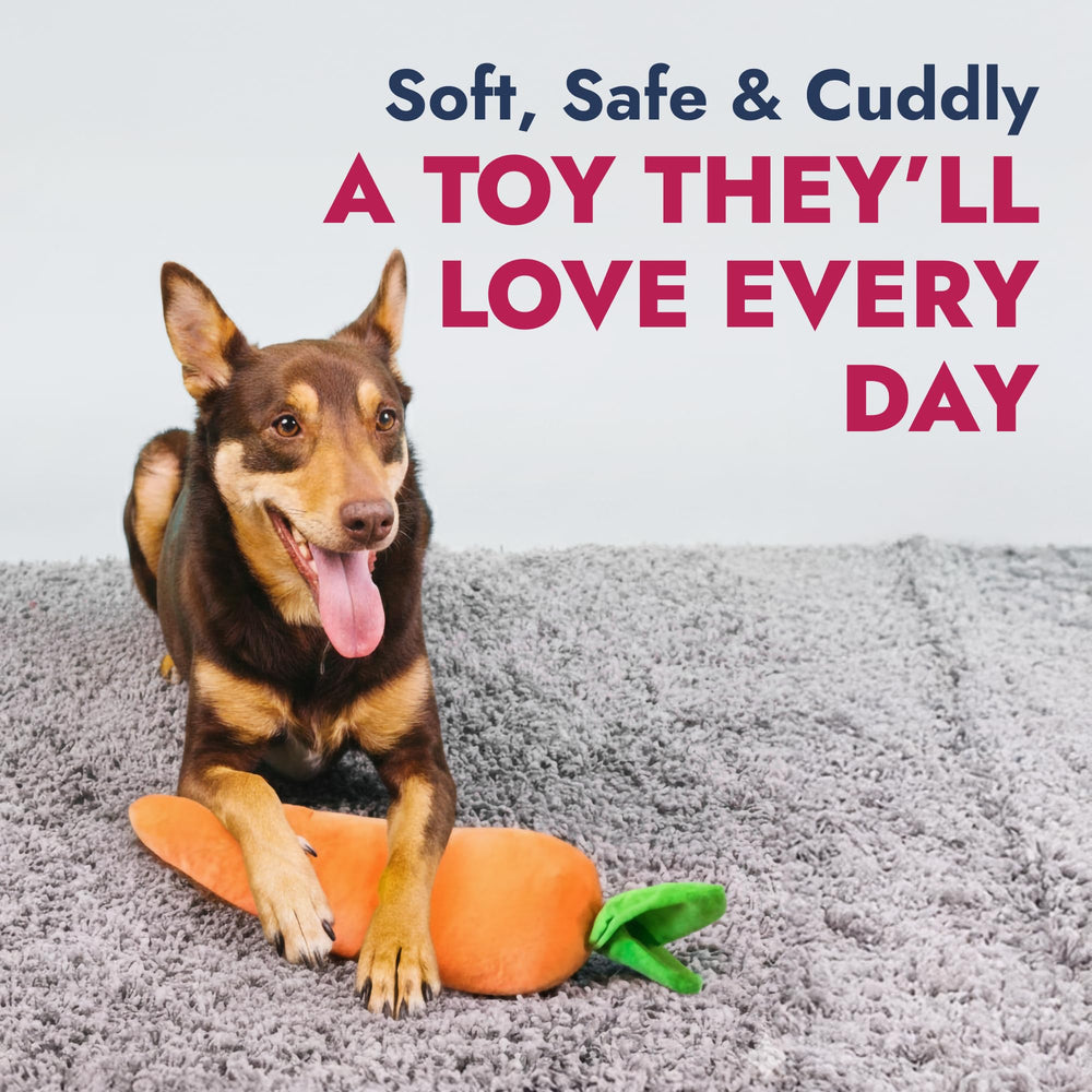 Peluche carotte Pet Lou, douceur réconfortante pour les moments calmes.