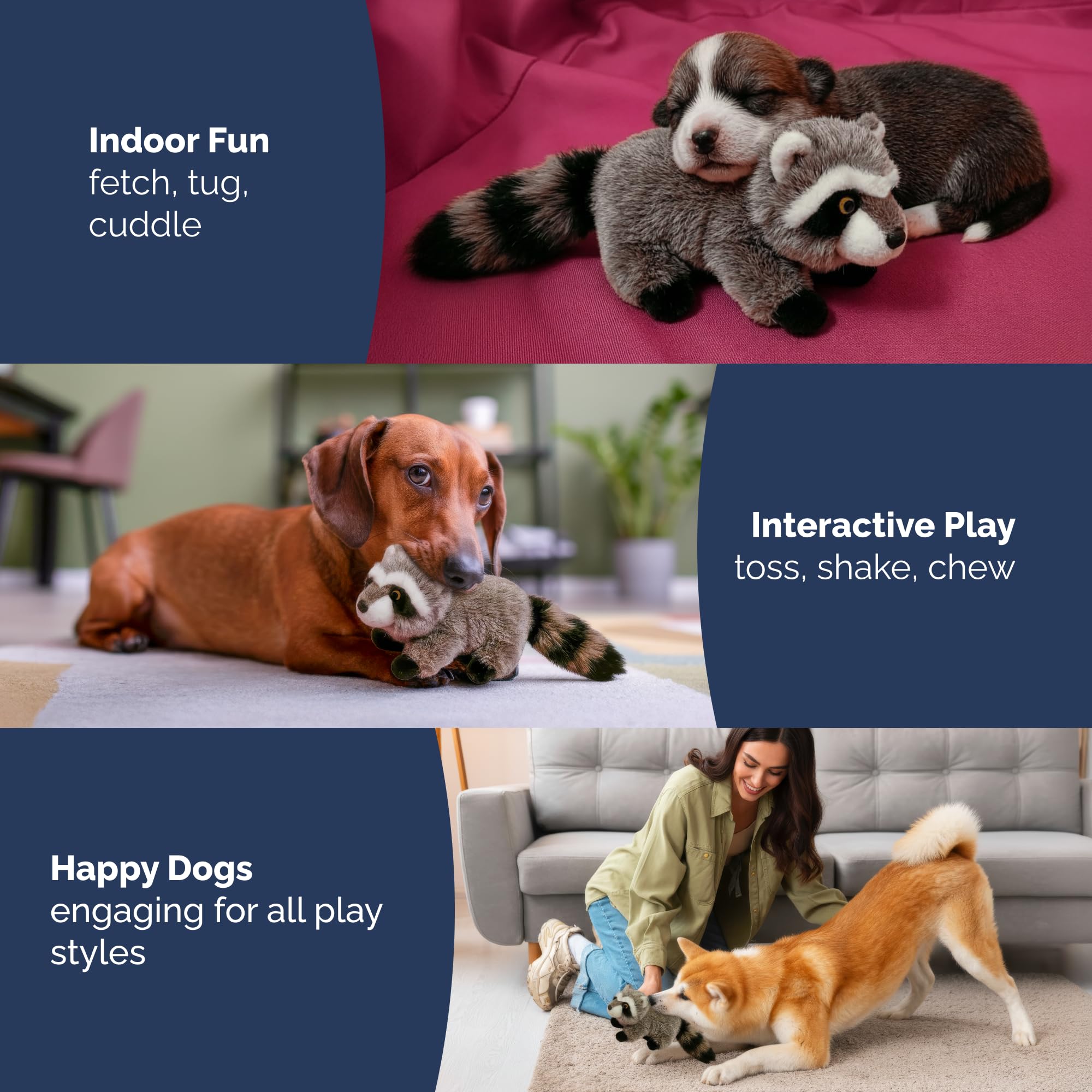 Pet Lou Raton-Laveur coutures durables pour jeux répétés