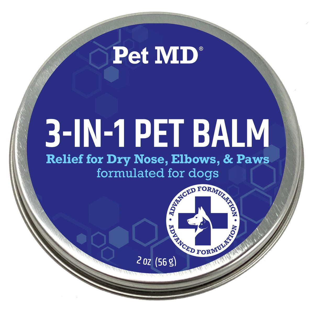 Baume Pet MD 3-en-1 pour pattes en flacon – hydratation rapide et protection.