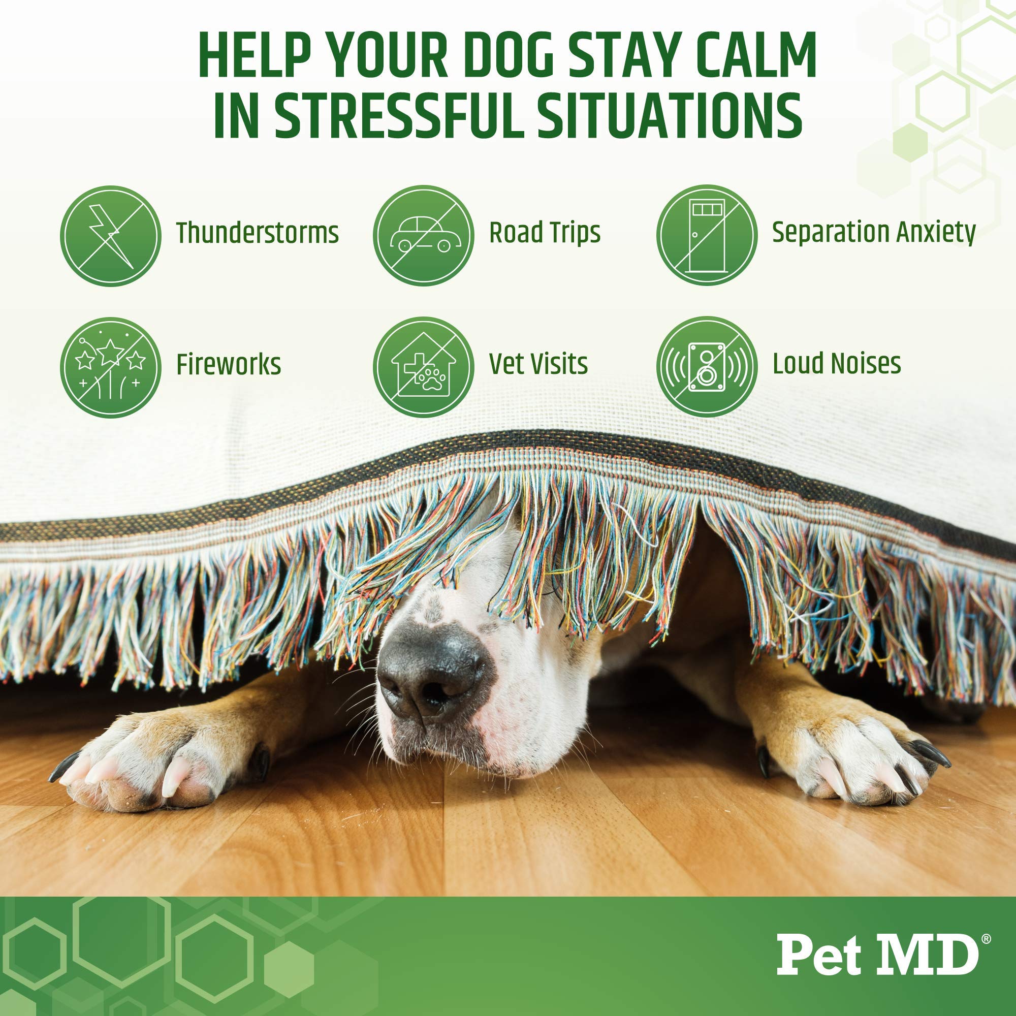 Pet MD friables calmants – Chiens en main, administration facile.