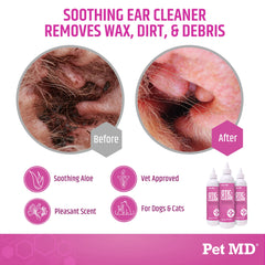 Pet MD Otic-Clean, gouttes d'application, nettoie et assèche les oreilles après l'exercice.