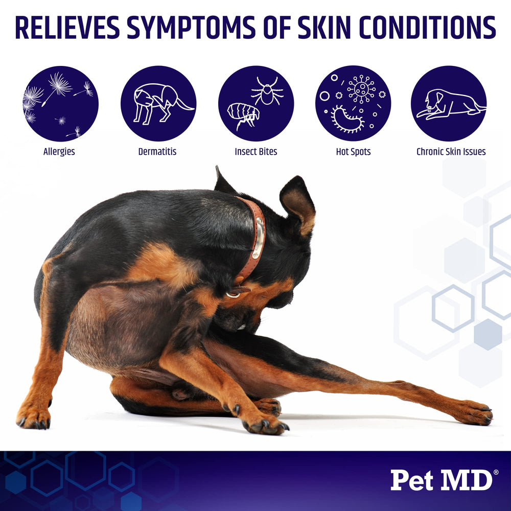 Pet MD Hydrocortisone Spray – application chien et chat pour calmer démangeaisons.