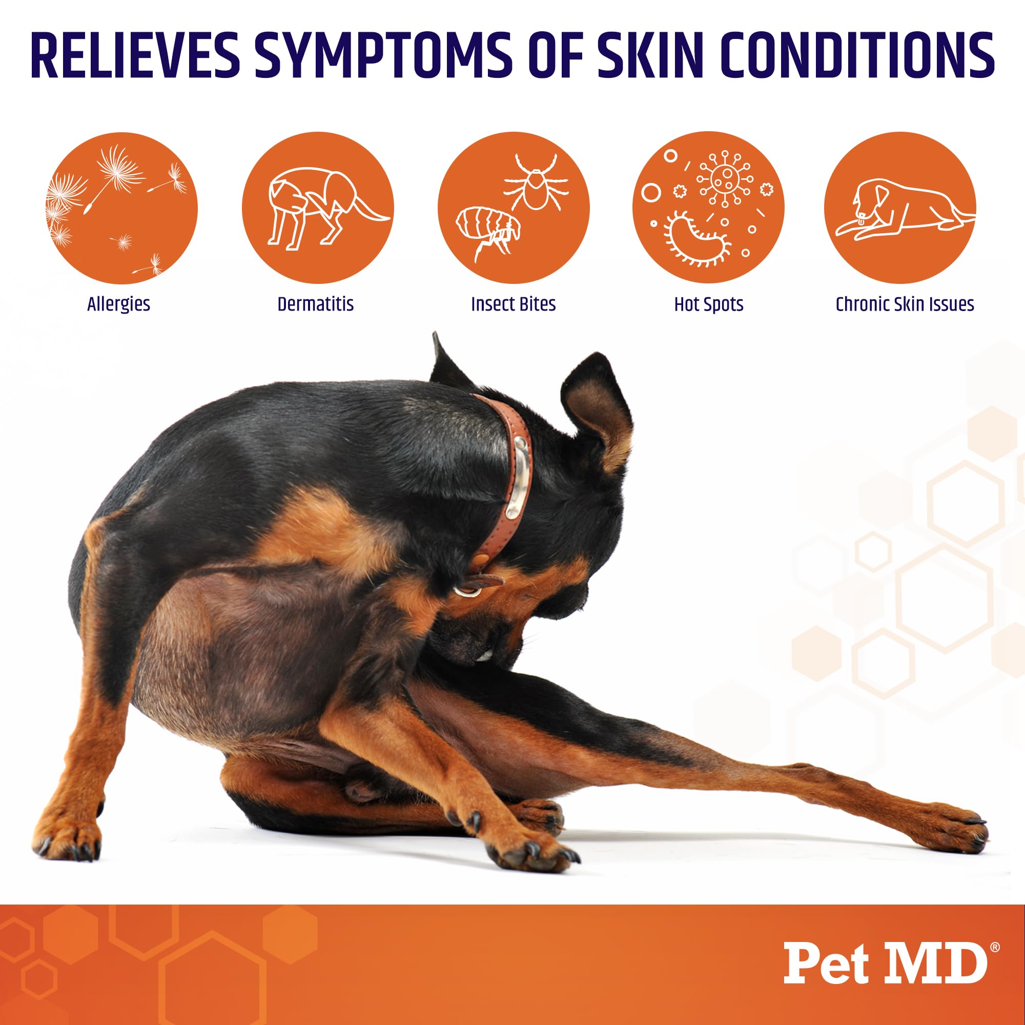 Spray Pet MD Hydrocortisone appliqué sur la peau pour soulager irritations.