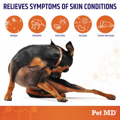 Spray Pet MD Hydrocortisone appliqué sur la peau pour soulager irritations.