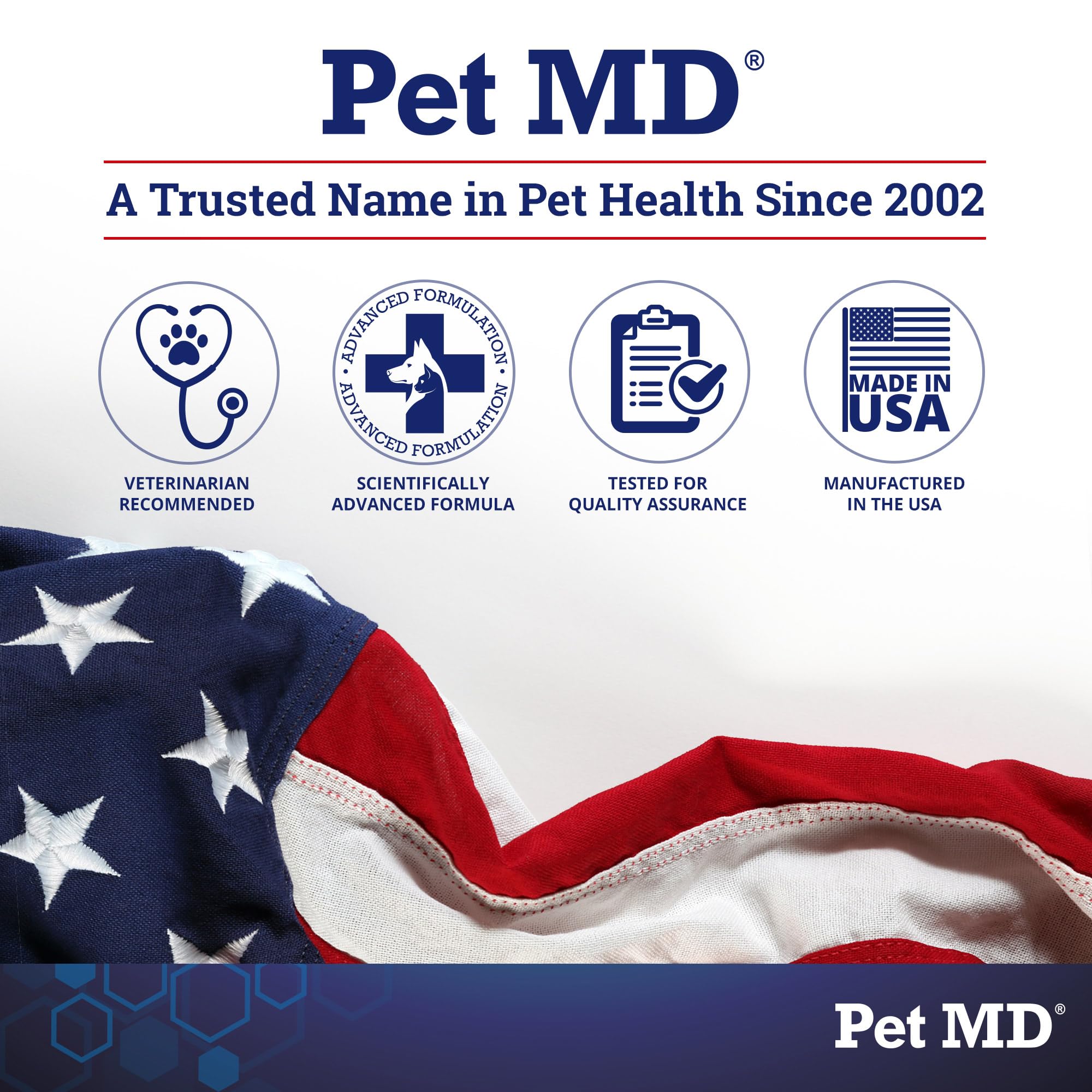 Spray Pet MD Hydrocortisone fabriqué aux États-Unis dans des installations sécurisées.
