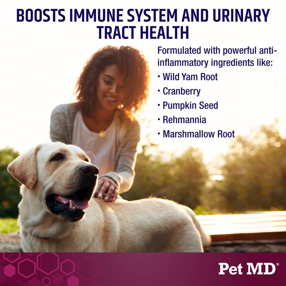 Pet MD Soutien Urinaire Plus Canneberge – ingrédients naturels pour le bien-être urinaire.