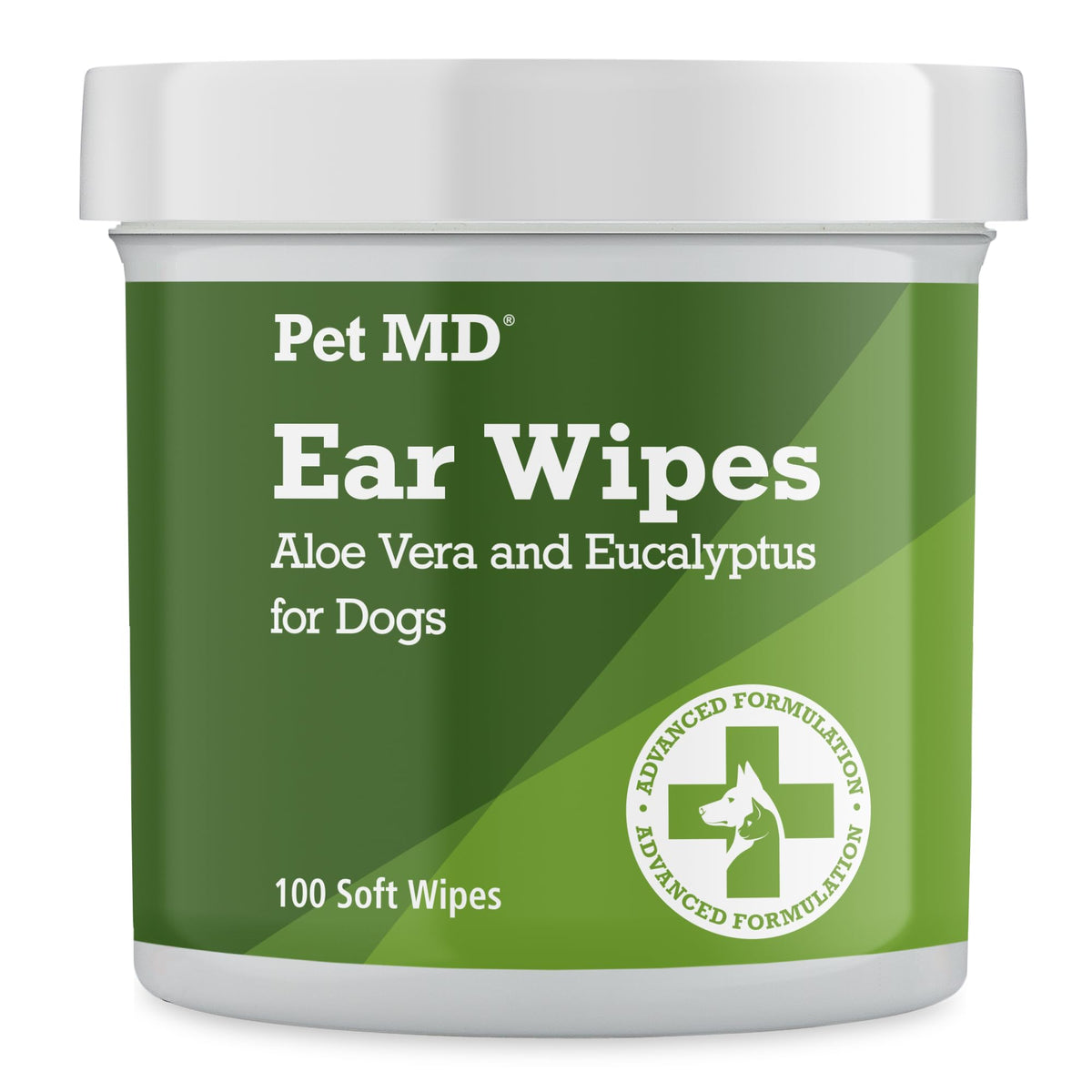 Lingettes Pet MD pour oreilles de chien dans l'emballage; nettoyage doux des oreilles.
