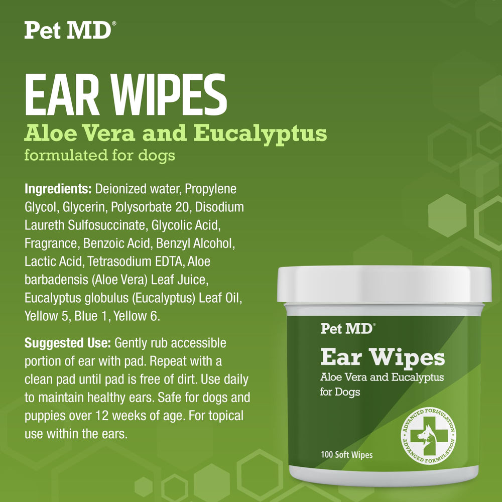 Lingettes Pet MD – usage quotidien et contrôle des odeurs pour les chiens de plus de 12 semaines.