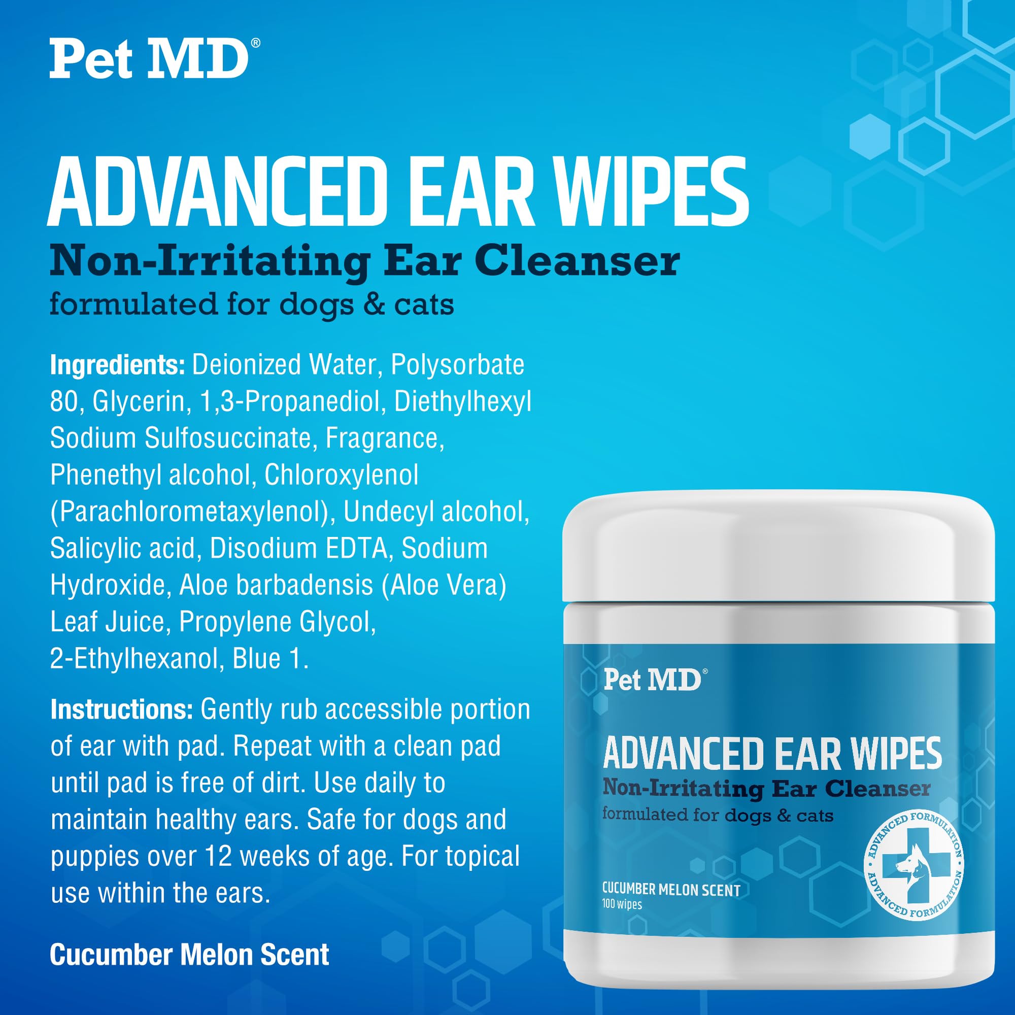 Pet MD lingettes oreilles portables pour le soin en plein air.