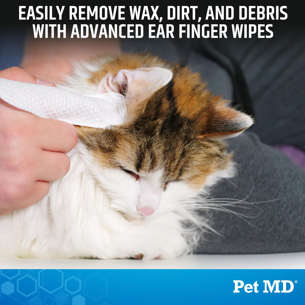 Nettoyage des oreilles chien et chat avec Pet MD, hygiène efficace.