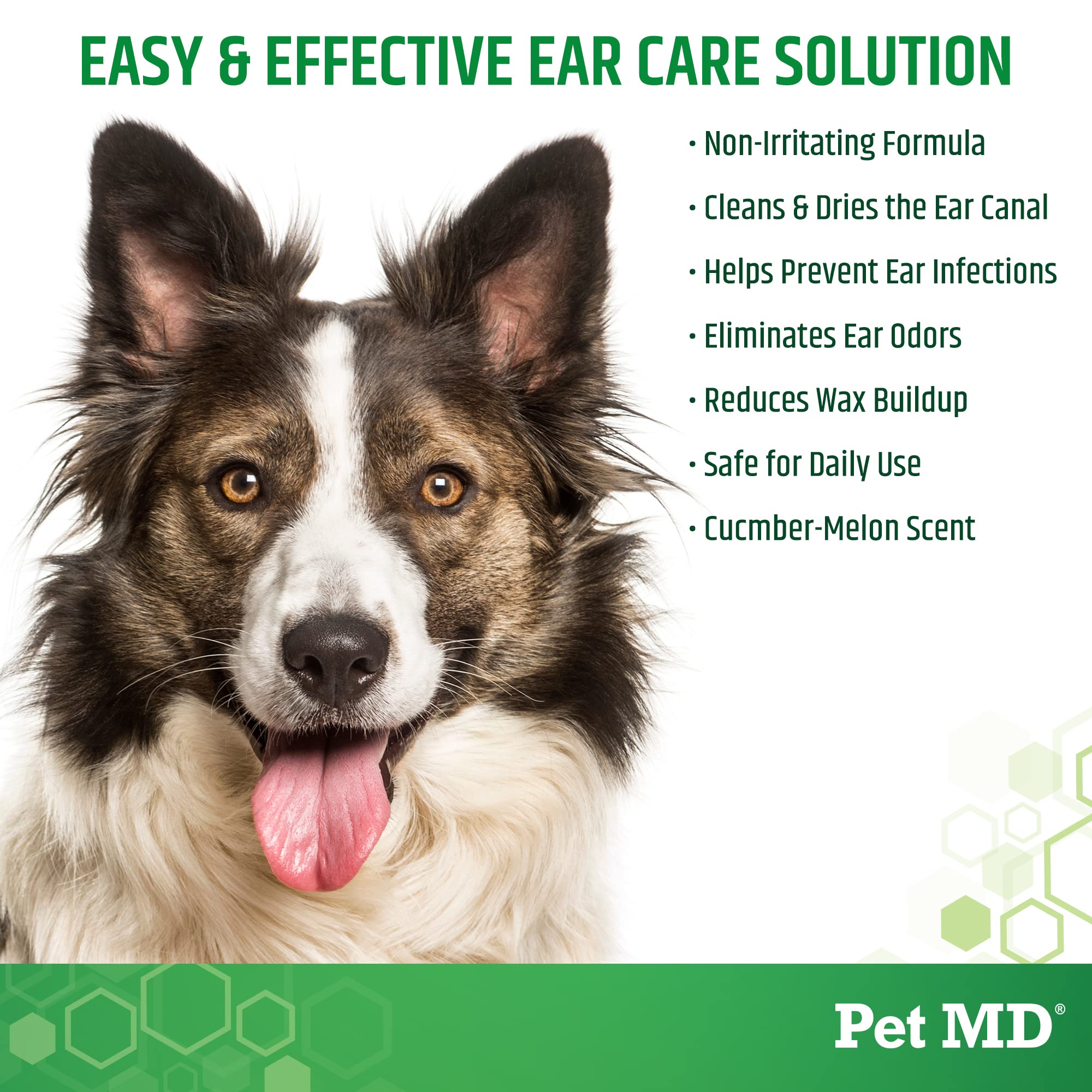 Application des gouttes Pet MD Otic Clean sur les oreilles.