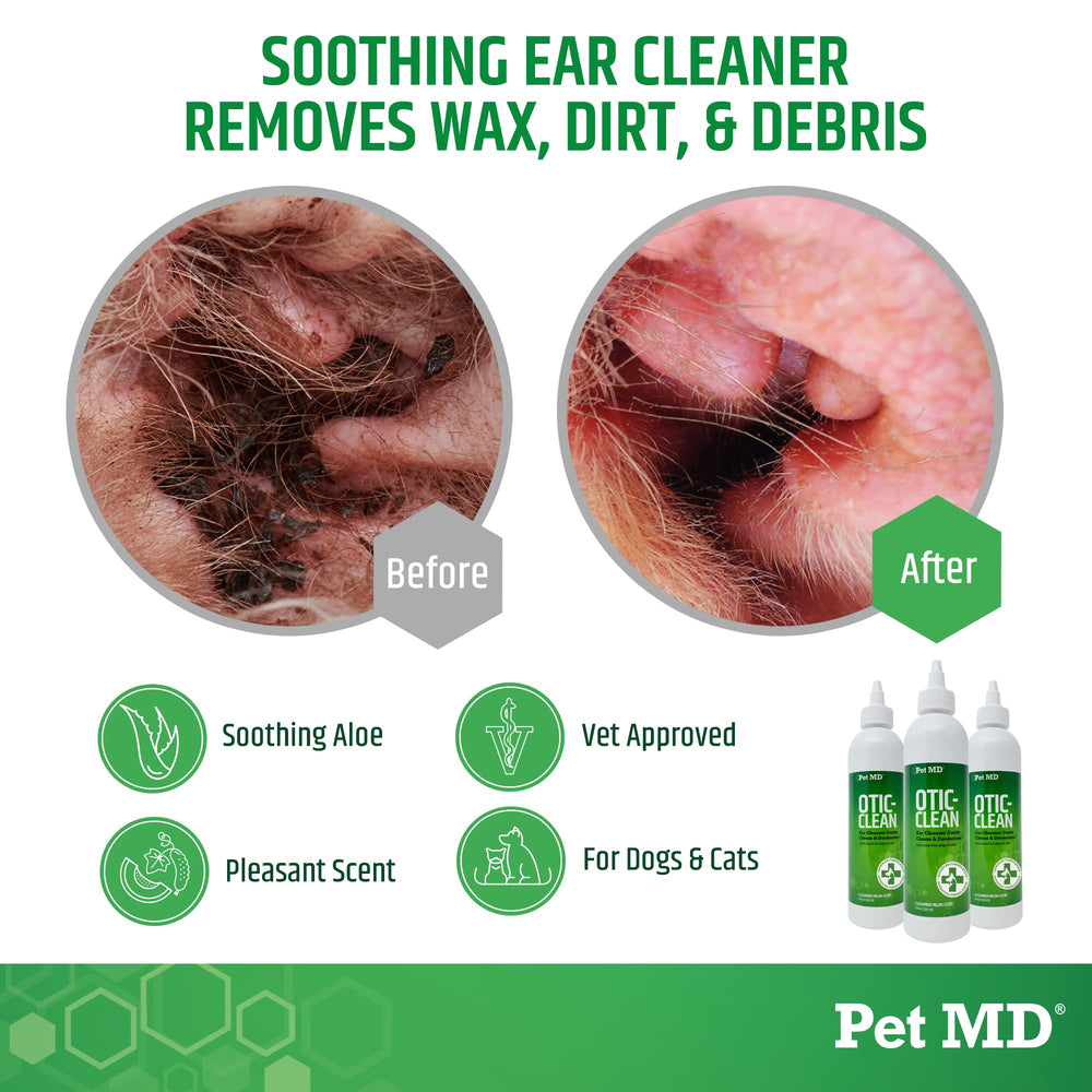 Gouttes Pet MD Otic Clean pour une utilisation quotidienne en douceur.