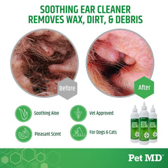 Gouttes Pet MD Otic Clean pour une utilisation quotidienne en douceur.