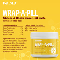 Pet MD pâte pilule fromage bacon chien, dissimulation rapide des médicaments.
