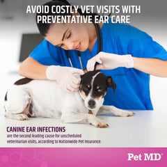 Pet MD Otic-Clean, parfum doux vanillé, rend le soin des oreilles plus agréable.