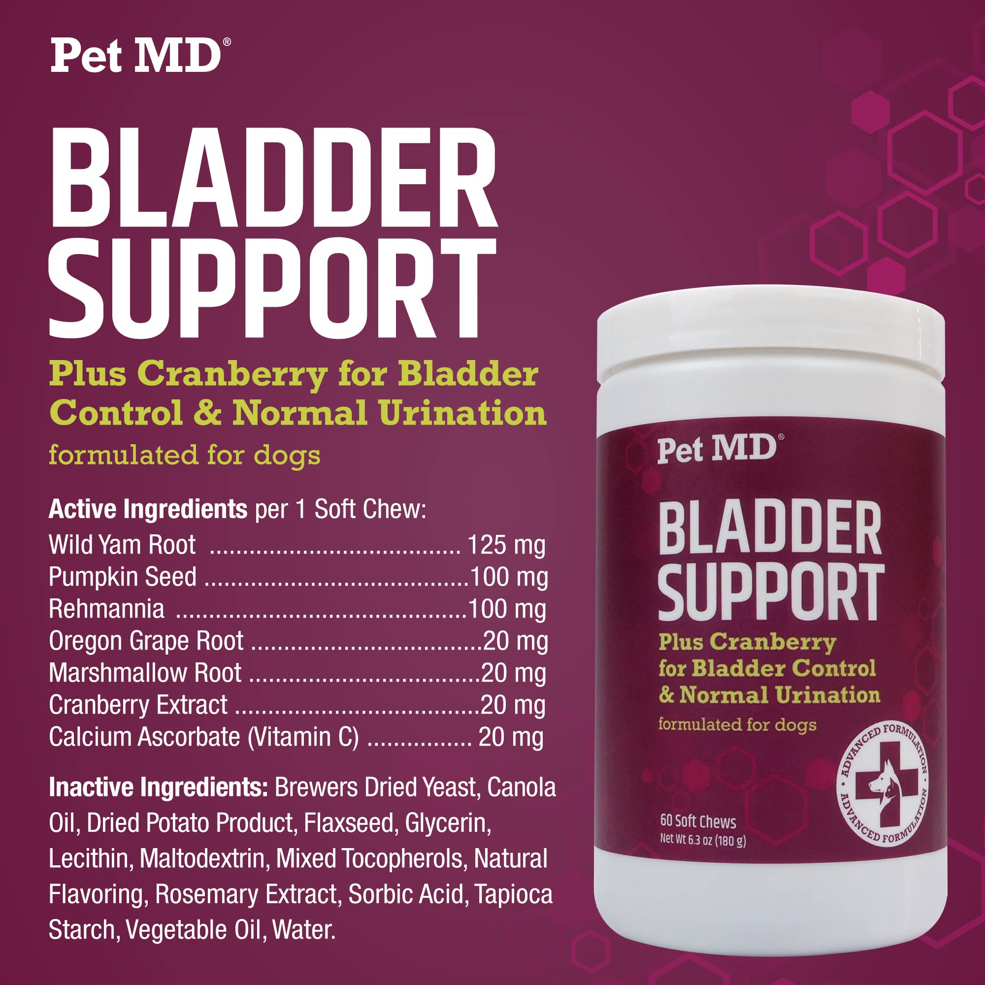 Pet MD Soutien Urinaire Plus Canneberge – soutien urinaire pour chiens sensibles.