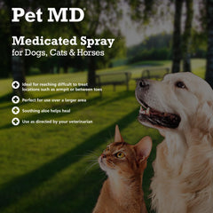 Pet MD spray topique – application facile sur la peau pour nettoyer le pelage.