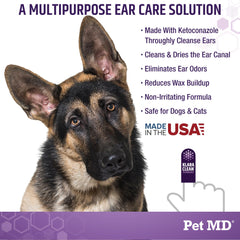 Pet MD Tris Ear Wipes, application facile sur le doigt pour un usage quotidien.