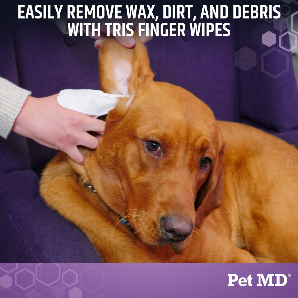 Pet MD Tris Ear Wipes, nettoyage des oreilles pour chiens et chats, assainit en douceur.