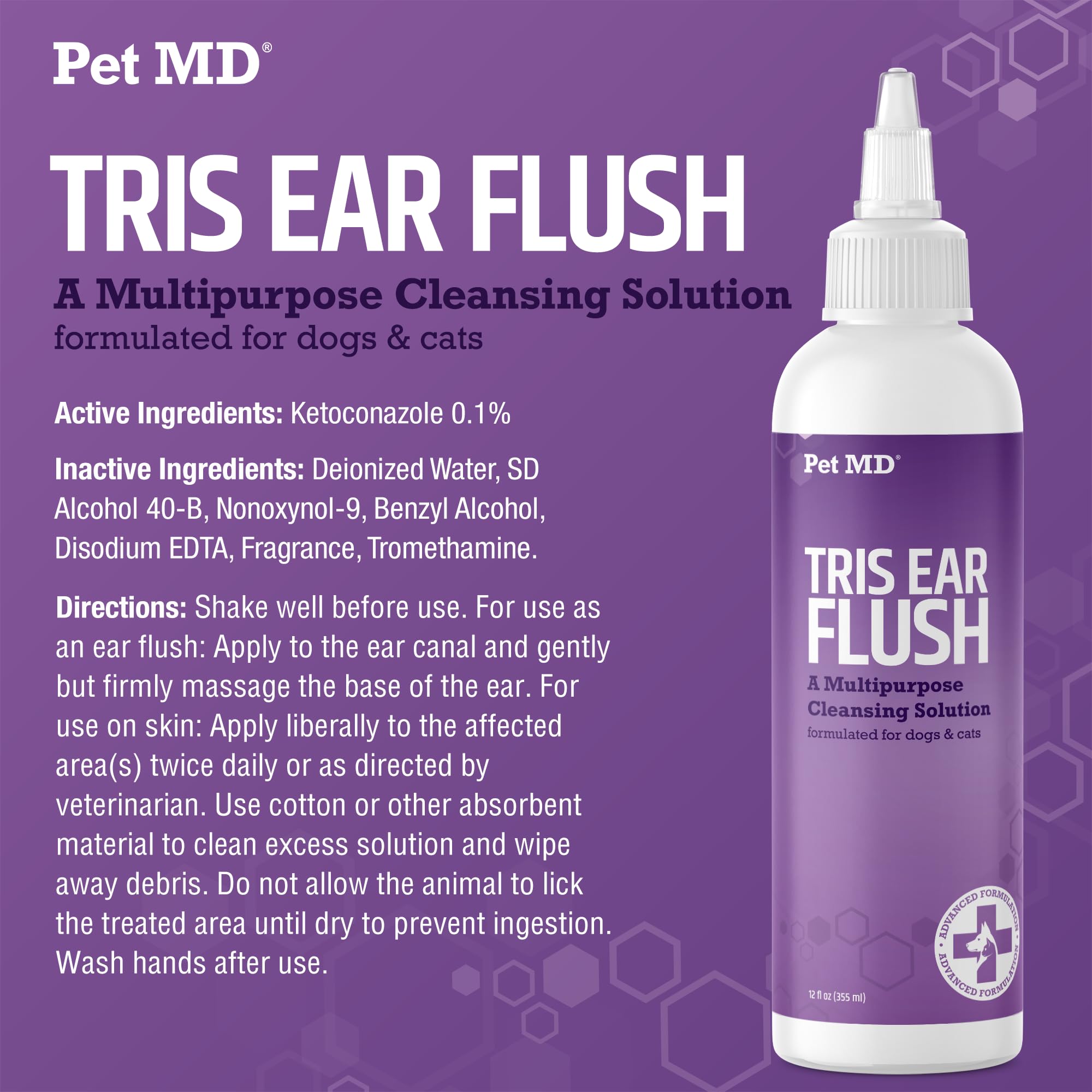 Pet MD Tris Flush - application chat: nettoyage en douceur