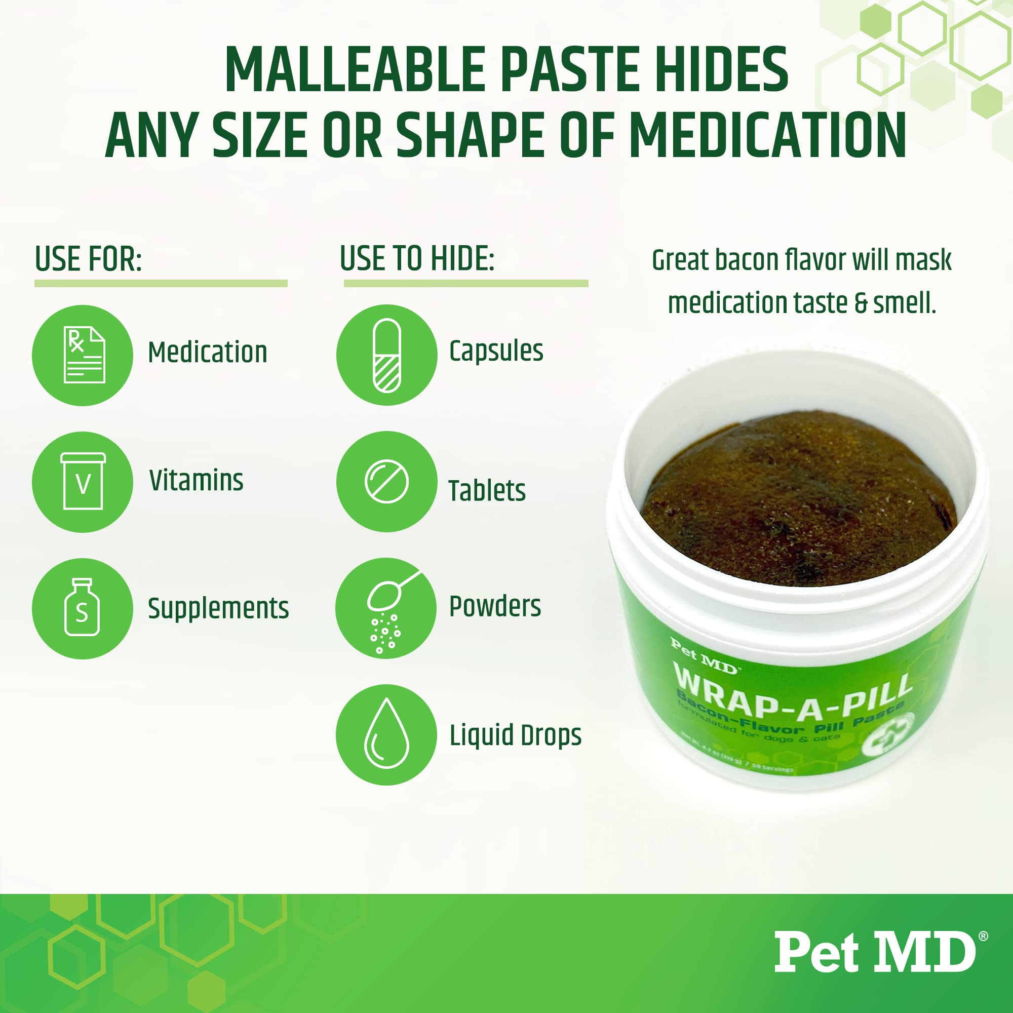 Pet MD Wrap A Pill présente le gout bacon appétissant qui facilite l ingestion.