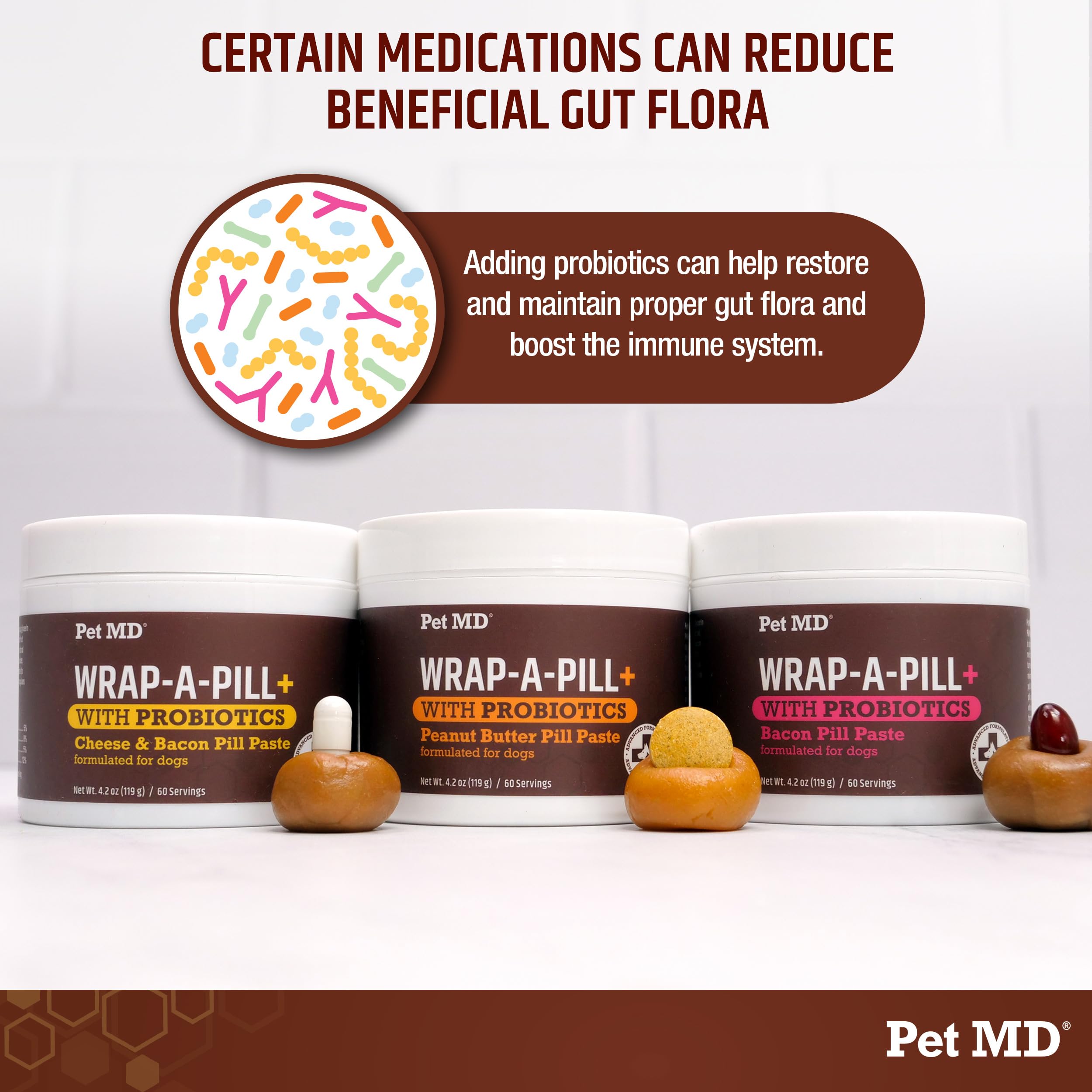 Probiotiques inclus pour le soutien digestif potentiel du chien.