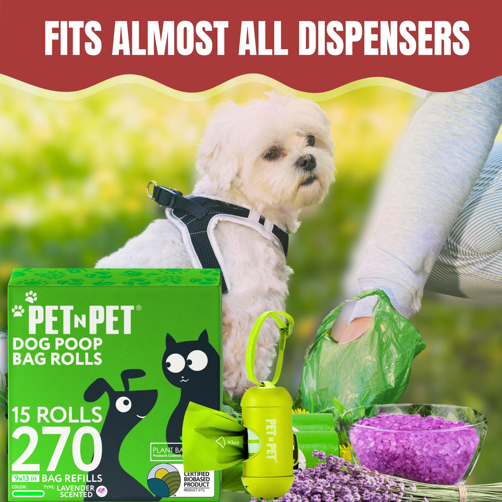 Promenade zen avec Pet N Pet, sacs lavande compacts et propres.