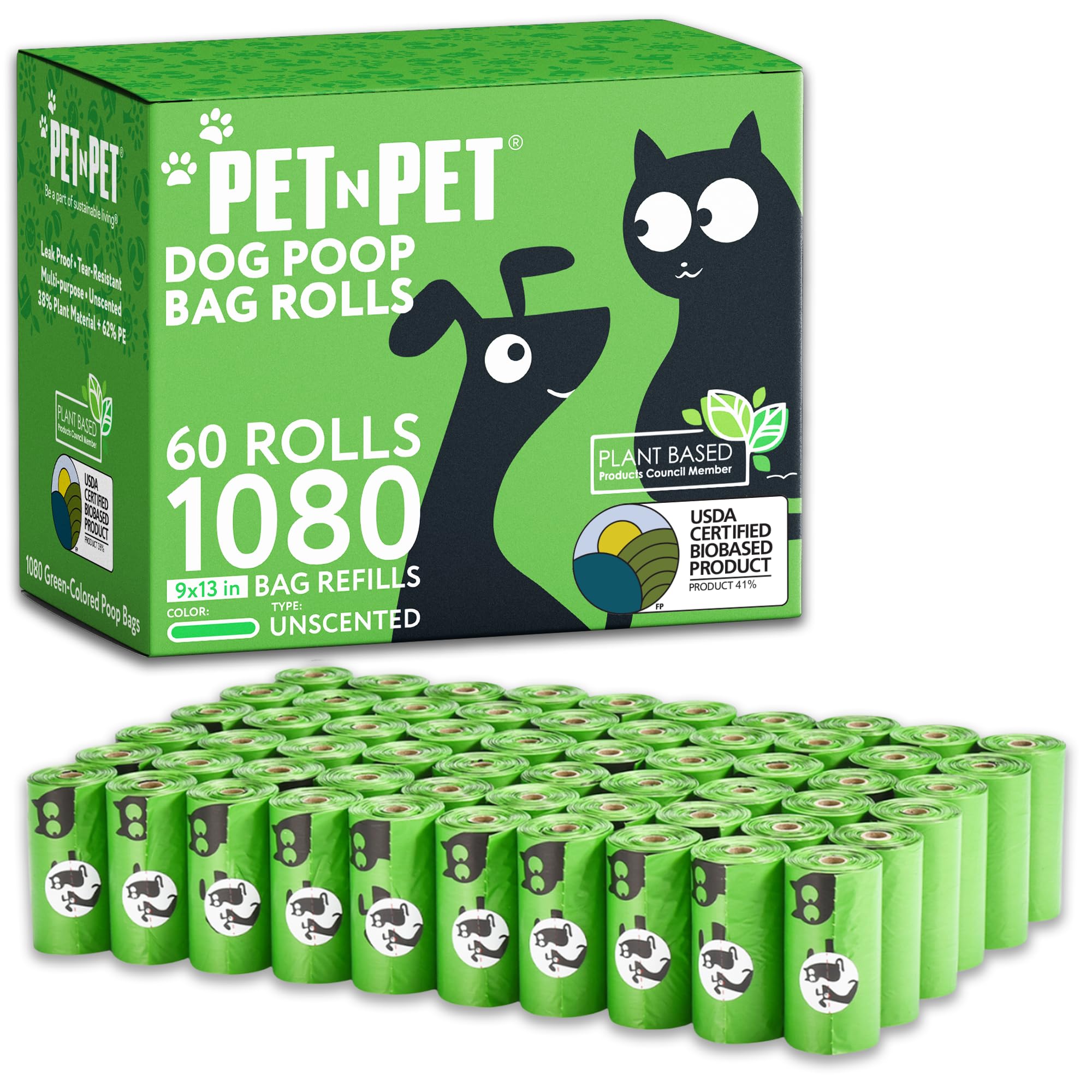 Sacs Pet N Pet en rouleaux affichés, pratique pour les sorties quotidiennes avec chien