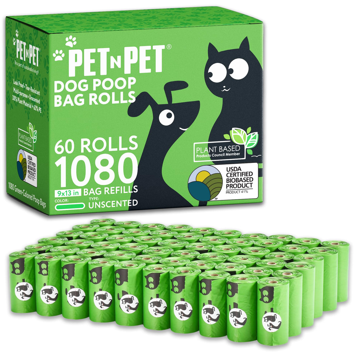 Sacs Pet N Pet en rouleaux affichés, pratique pour les sorties quotidiennes avec chien