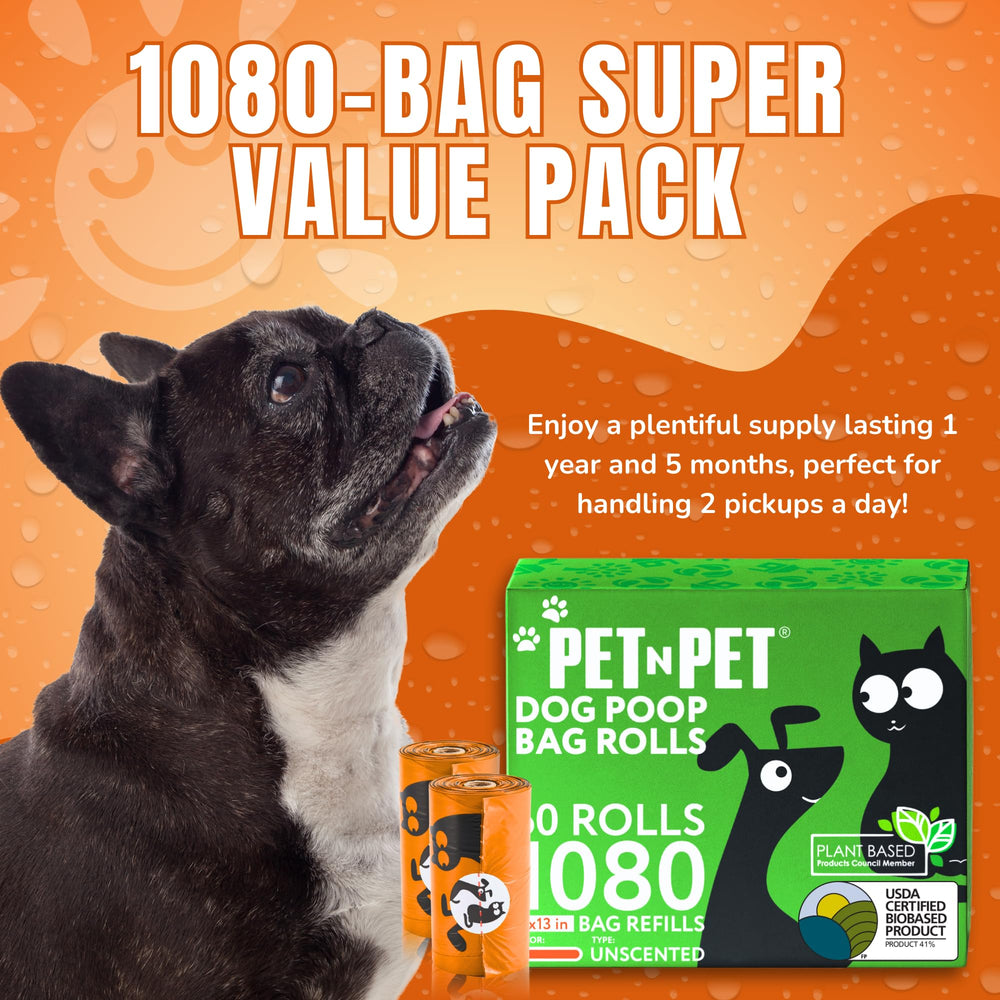 PET N PET sacs-caca base plantes, option plus respectueuse de l'environnement.