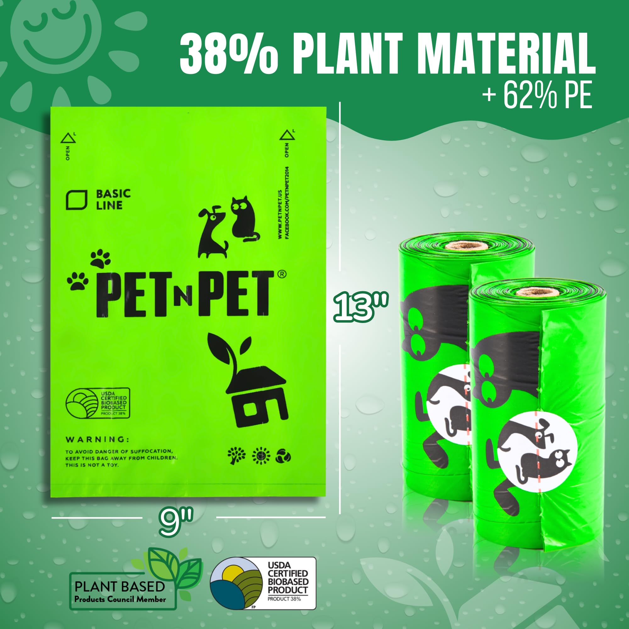 Sacs PET N PET à base de plantes, réduction du plastique sans compromis durable.