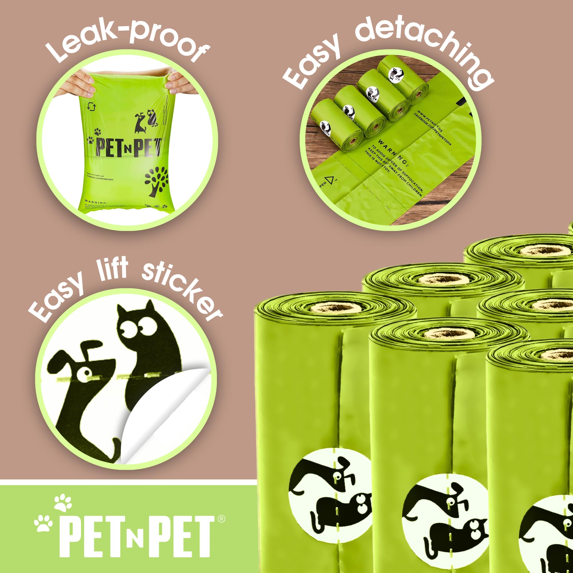 PET N PET sacs crottes chien epais anti-fuite – propreté durable en promenade