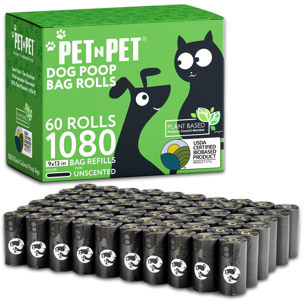 Sacs PET N PET noirs 9x13 pouces, faciles à ouvrir pour chaque promenade.