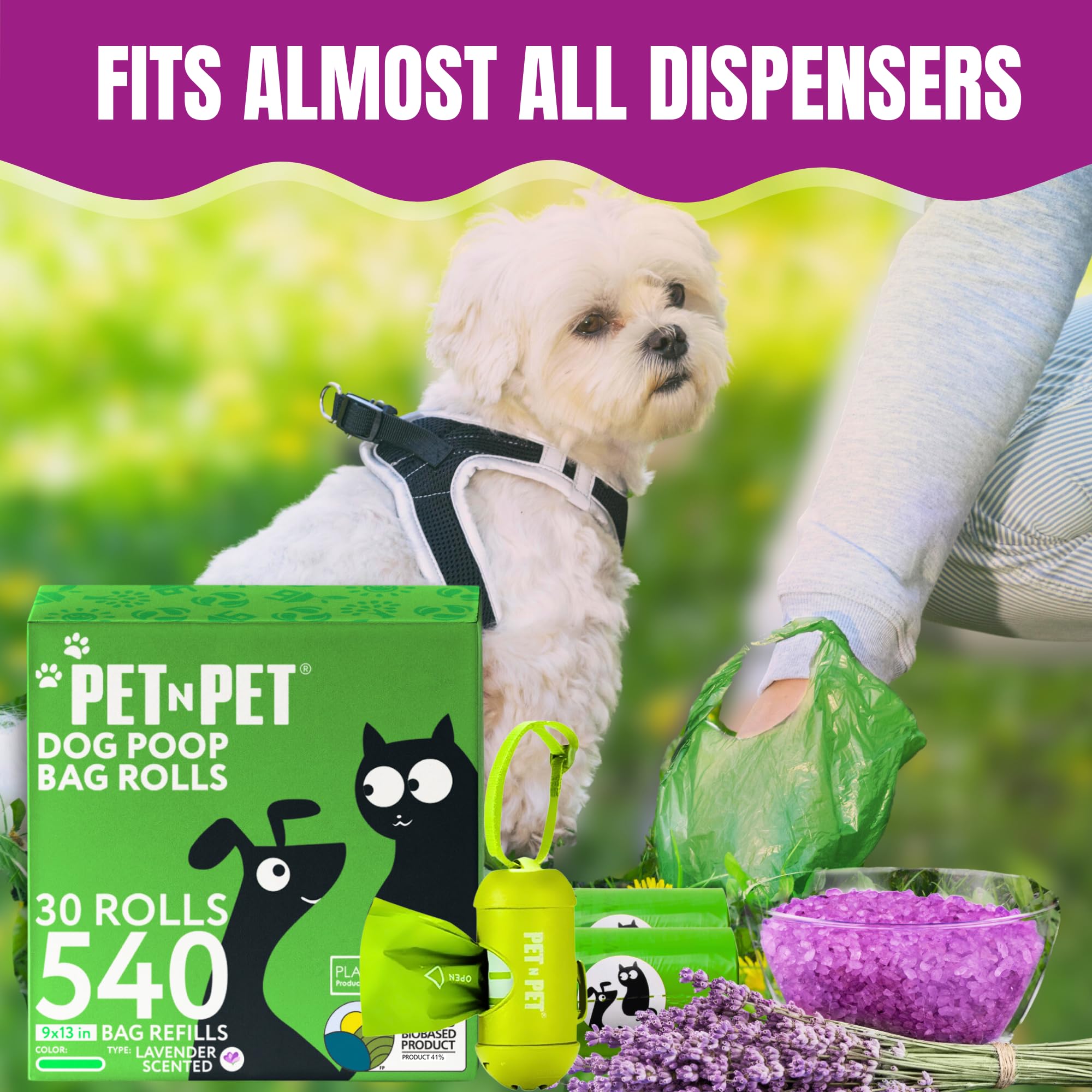 Sacs Pet N Pet polyvalents pour divers déchets canins lors de sorties.