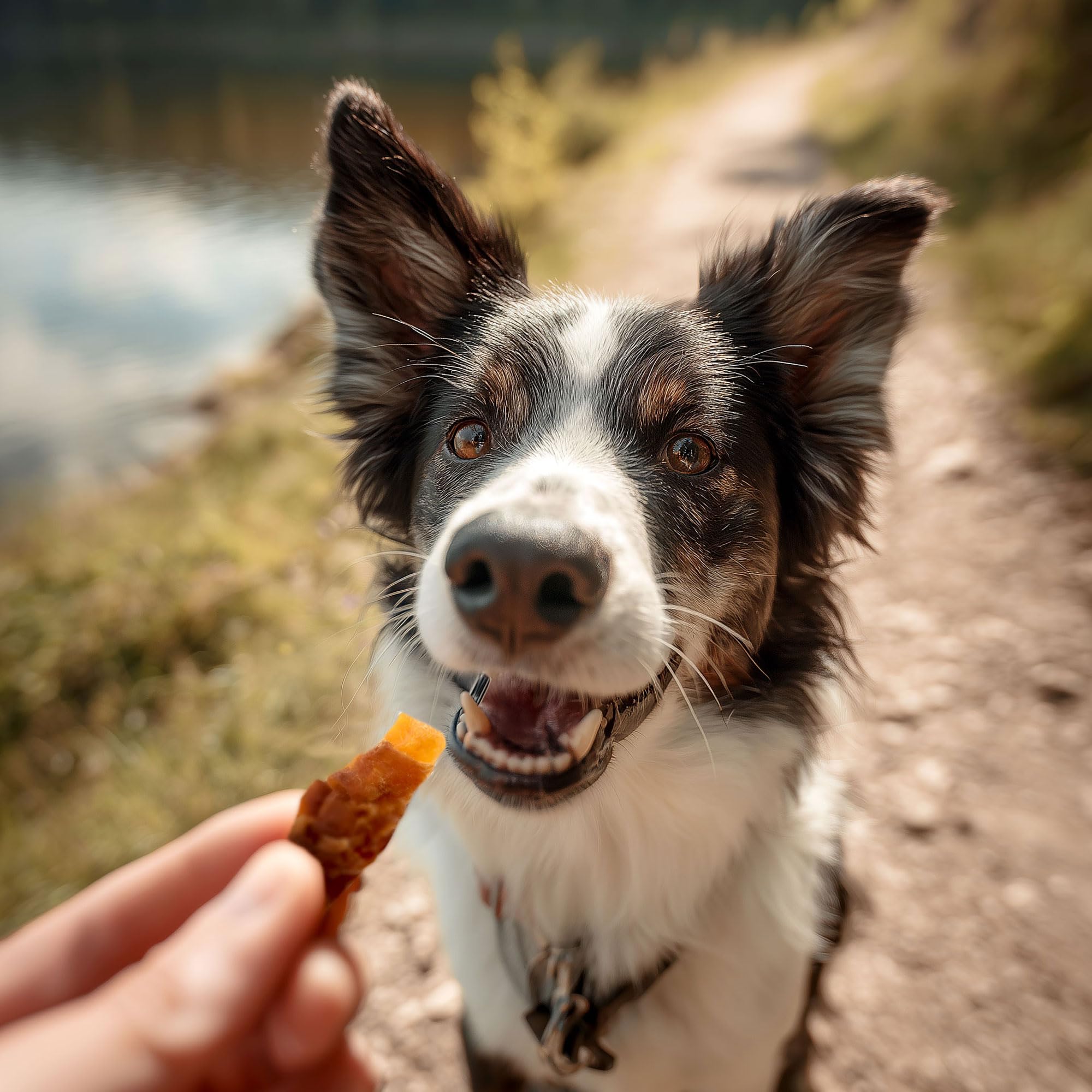 Pet 'n Shape: bouchées poulet patate douce taille moyenne, encas facile à partager lors des sorties.