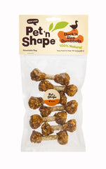 Pet 'n Shape: friandise canard et riz, emballage refermable pour une fraîcheur durable.
