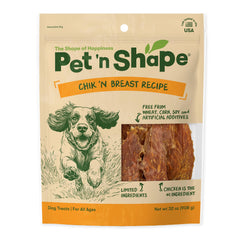 Tranches de poitrine de poulet Pet 'n Shape Chik 'n Breast Jerky, saveur naturelle.