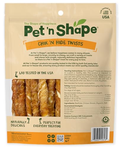 Tranche poulet enroulée autour cuir brut — Chik 'n Hide Twists, texture satisfaisante.