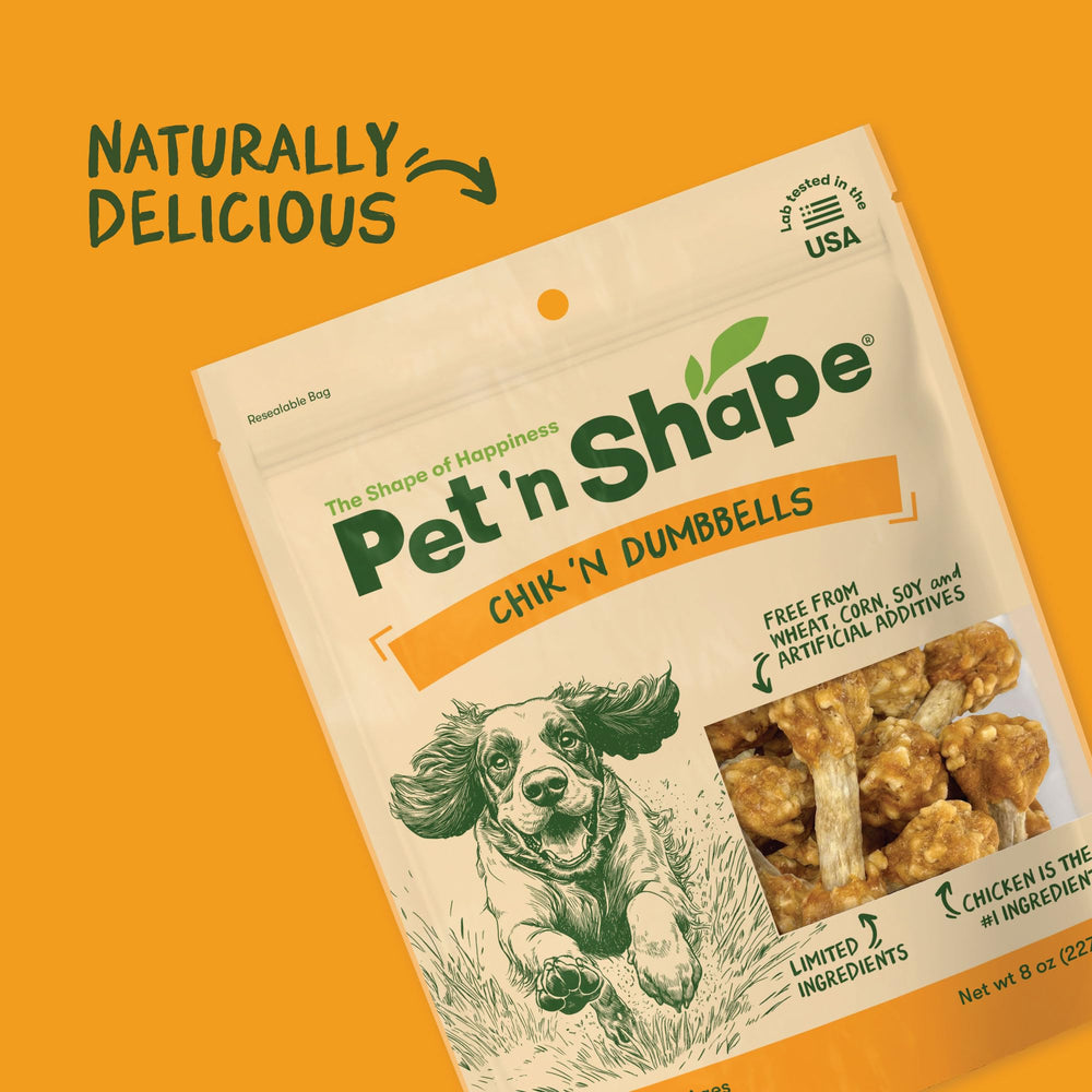 Pet 'n Shape Chik 'n Rice Dumbbells – recompense quotidienne facile à partager.