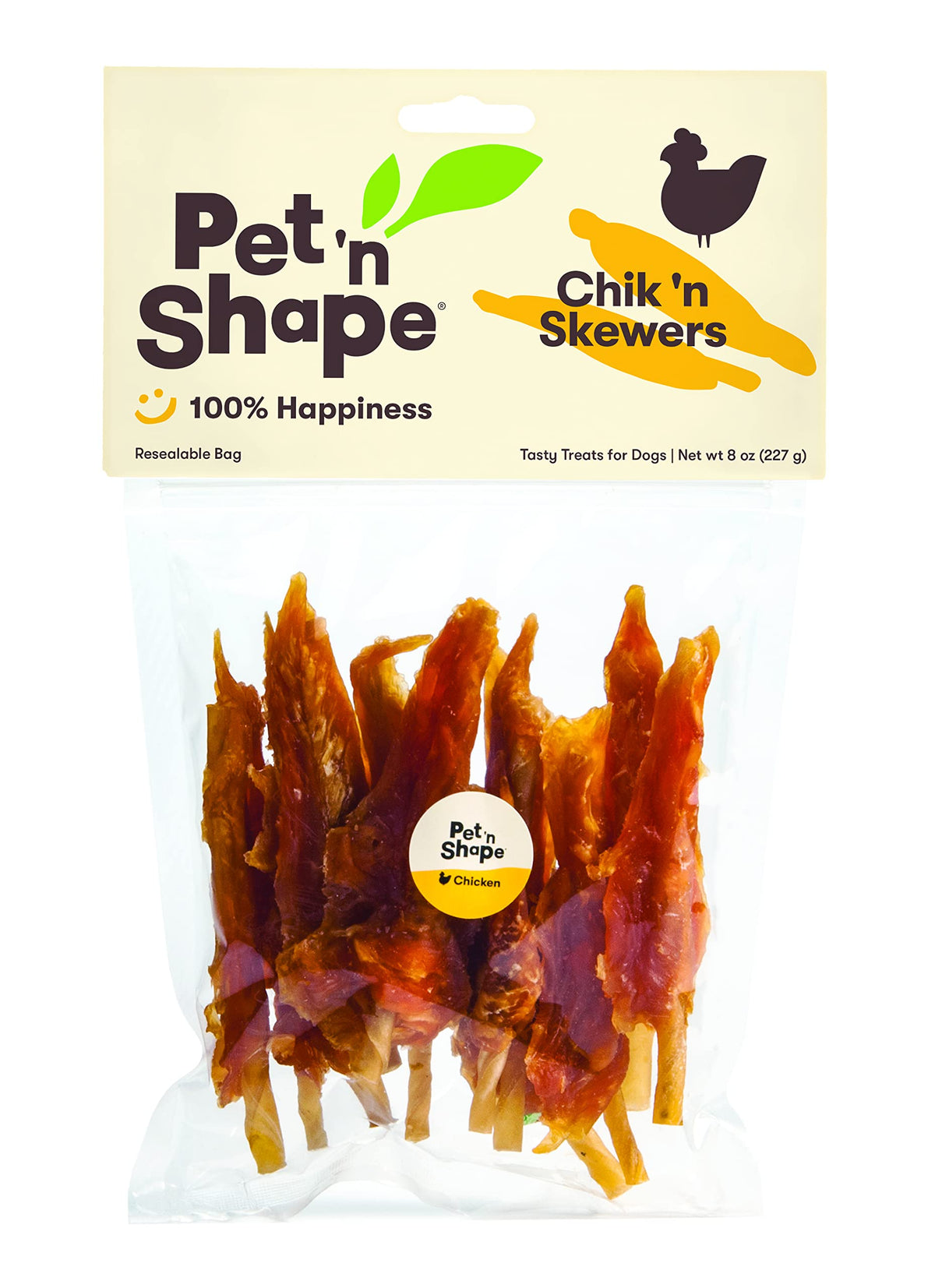 Pet 'n Shape Chik 'n Skewers: poulet enrobé de cuir brut, récompense savoureuse.
