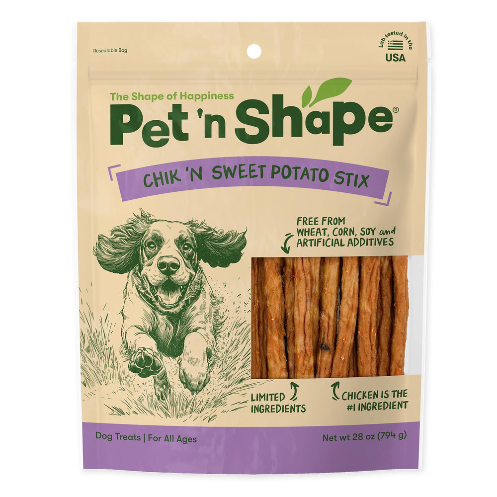Pet 'n Shape Chik ’n Sweet Potato Stix texture moelleuse pour la mastication.