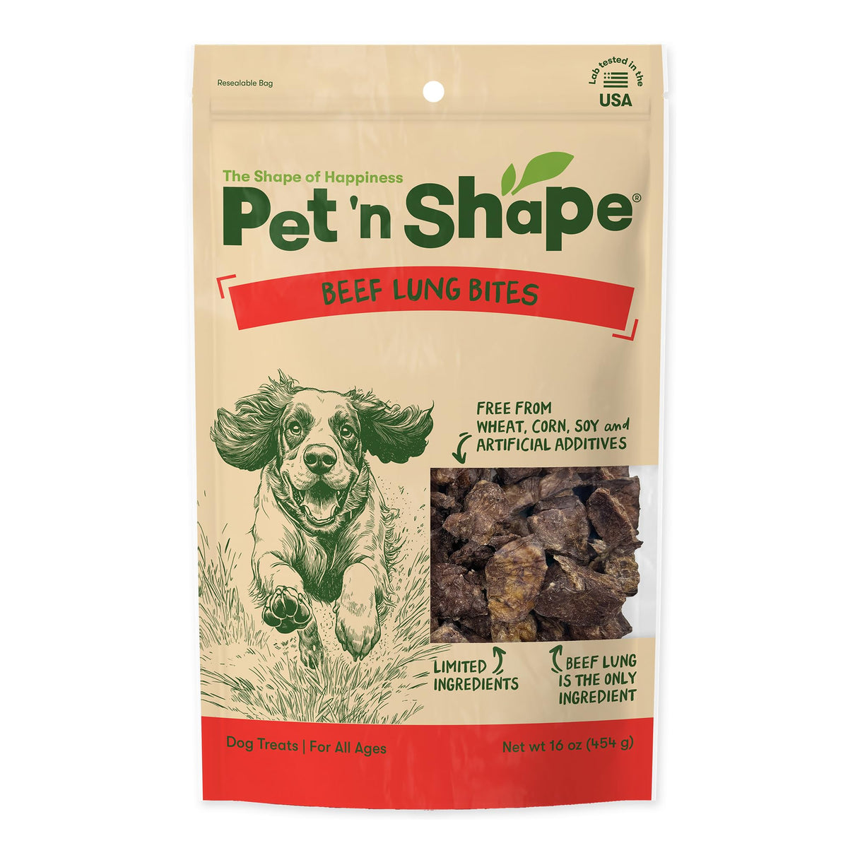 Friandises Pet 'n Shape emballage refermable pour la fraîcheur entre les friandises.
