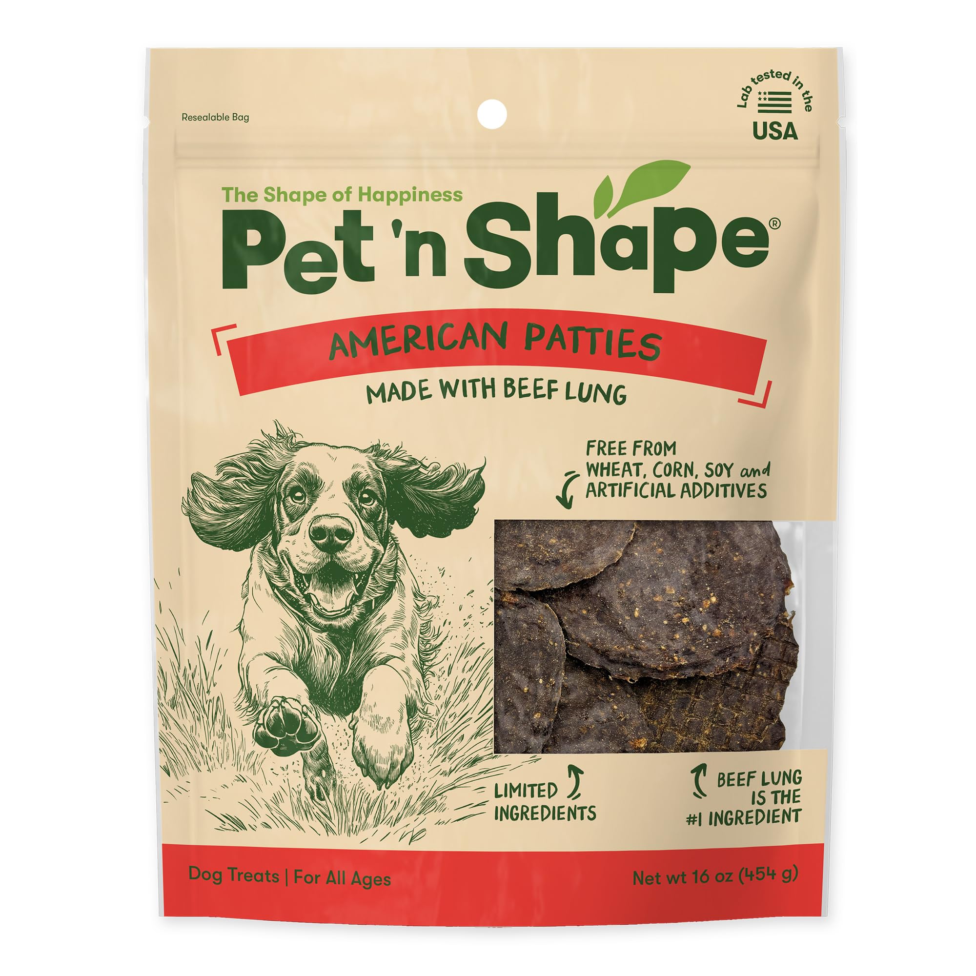Pet 'n Shape galettes poumons boeuf, récompense naturelle pour l'entraînement.