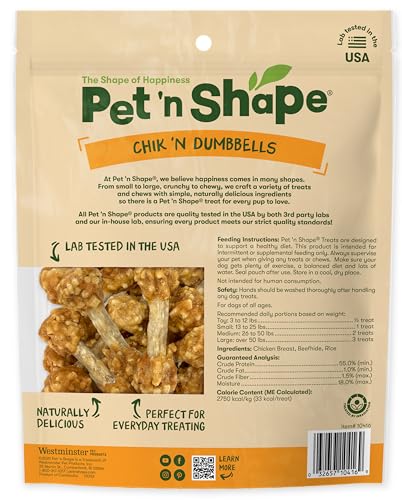 Ingrédients Pet 'n Shape halteres poulet et riz brun, naturels et simples.